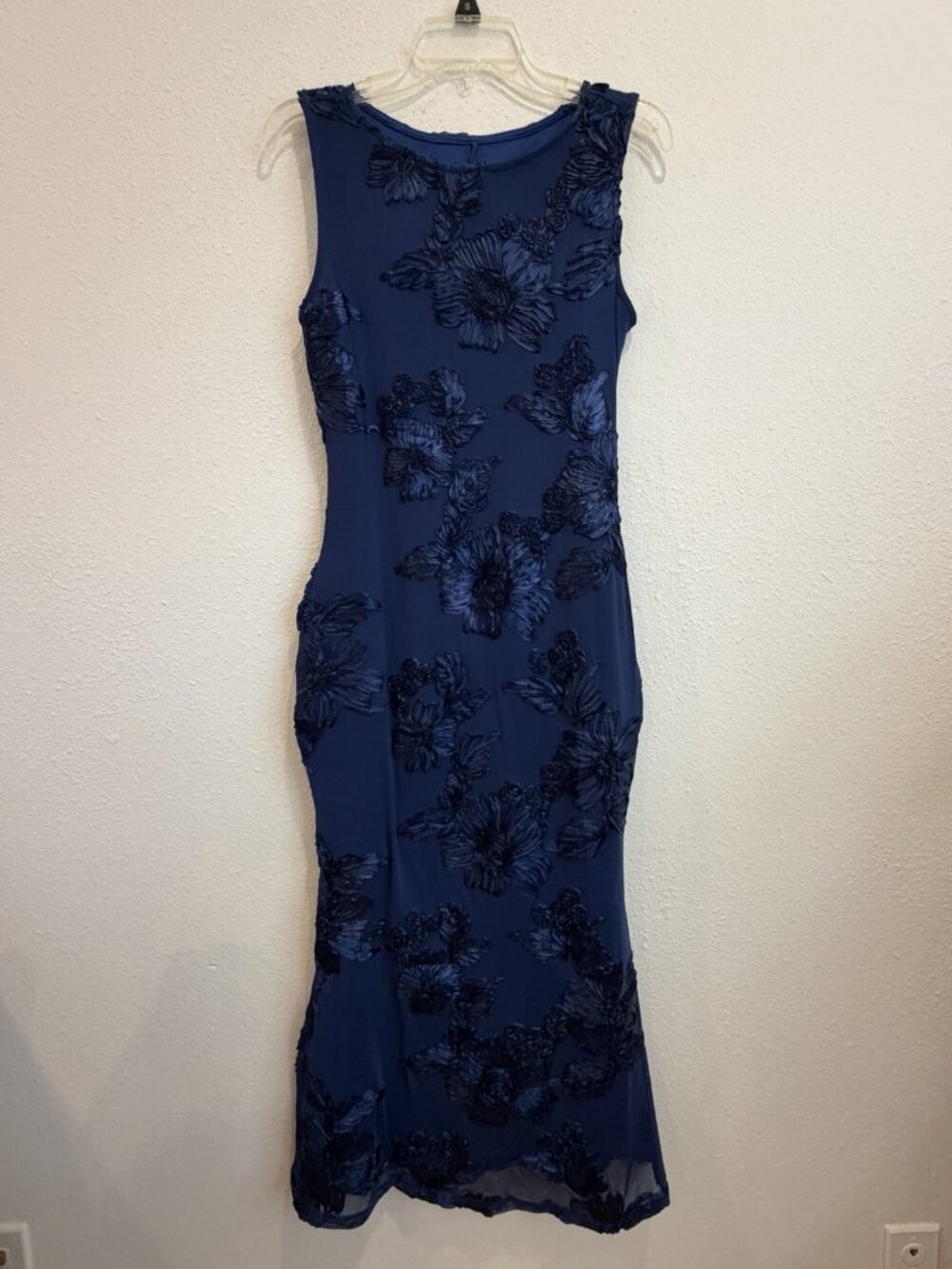 NWT Zesica Royal Blue Floral Accent Midi Dress Hoco Wedding Guest Sz S